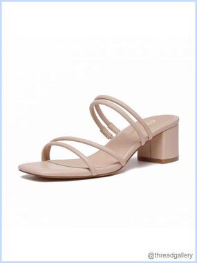 Women's Strappy Chunky Block Heel Slip On Heeled Sandals Peep Toe